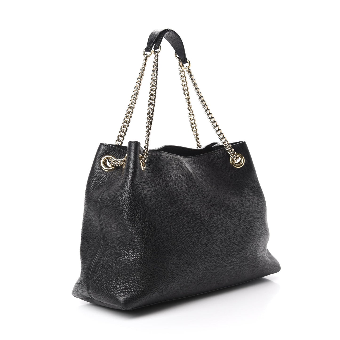 Pebbled Calfskin Medium Soho Chain Shoulder Bag Black