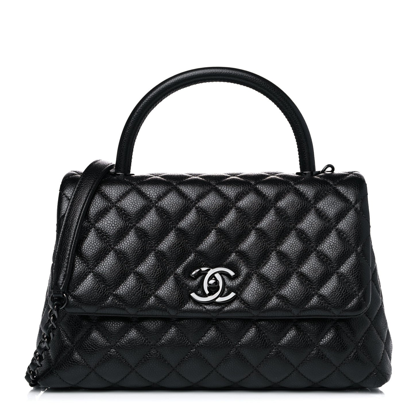 Caviar Quilted Small Coco Handle Flap So Black