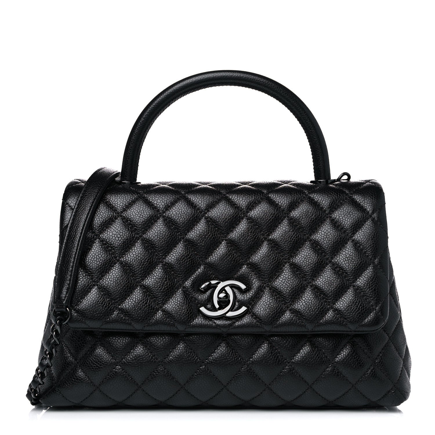 Chanel Caviar Quilted Small Coco Handle Flap So Black 1 of 15