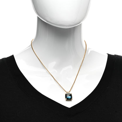 David Yurman 18K Yellow Gold Diamond Hampton Blue Topaz 14mm Chatelaine Pendant Necklace 2 of 4
