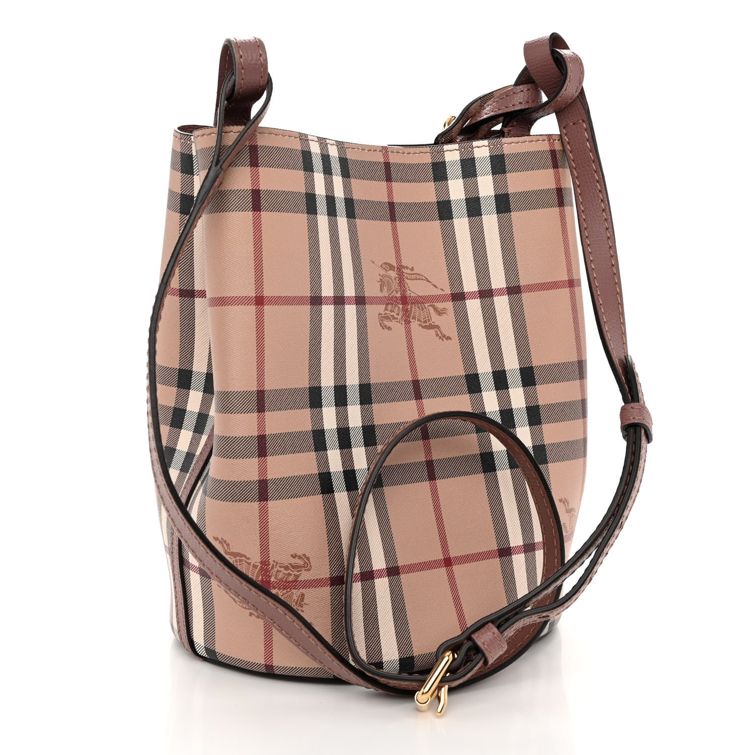 Burberry Haymarket Check Colours Small Lorne Bucket Crossbody Elderberry 3 of 9