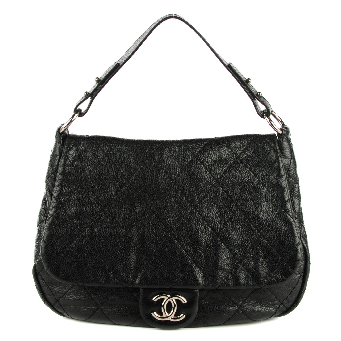 Glazed Calfskin XL On The Road Flap Black