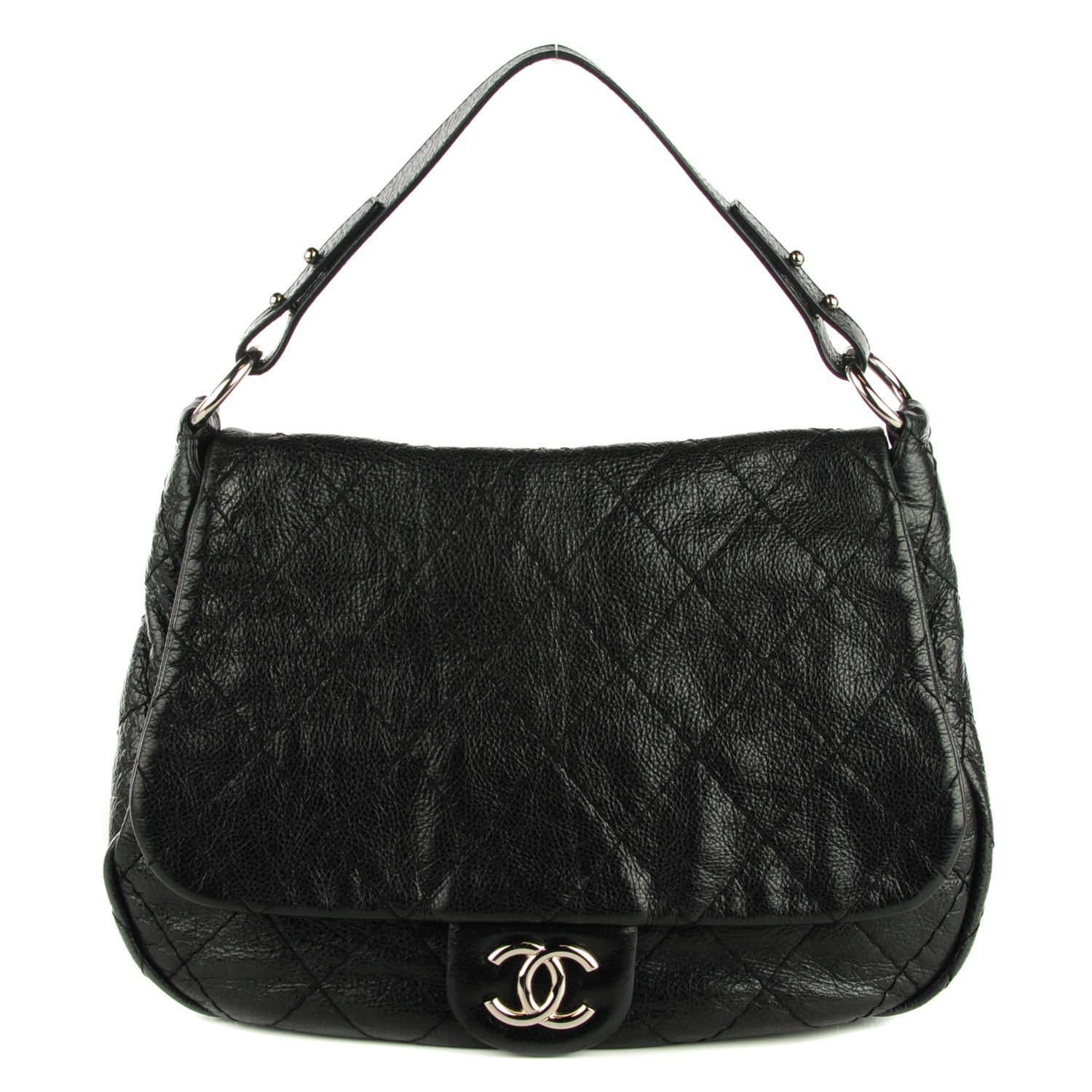 Chanel Glazed Calfskin XL On The Road Flap Black 1 of 7
