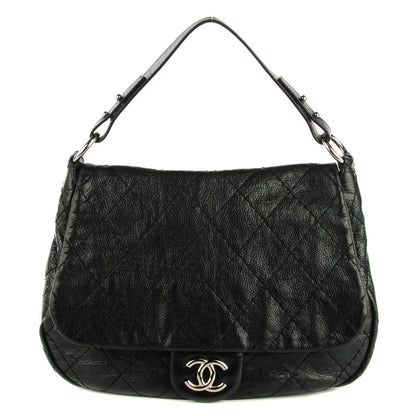 Chanel Glazed Calfskin XL On The Road Flap Black 1 of 7