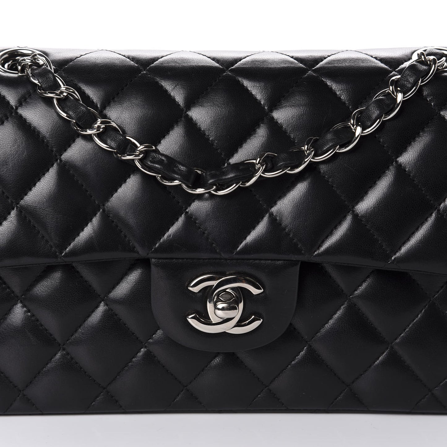 Lambskin Quilted Small Double Flap Black