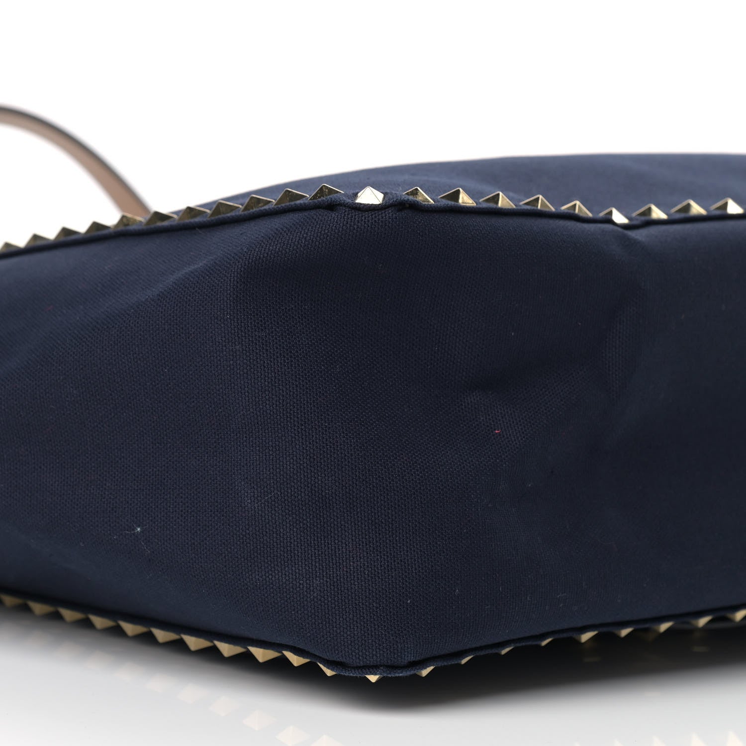 Valentino Garavani Canvas Small Rockstud Reversible Tote Navy Blue Beige 11 of 17