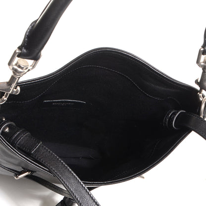 Saint Laurent Calfskin Studded Monogram Flat Bucket Black 5 of 7