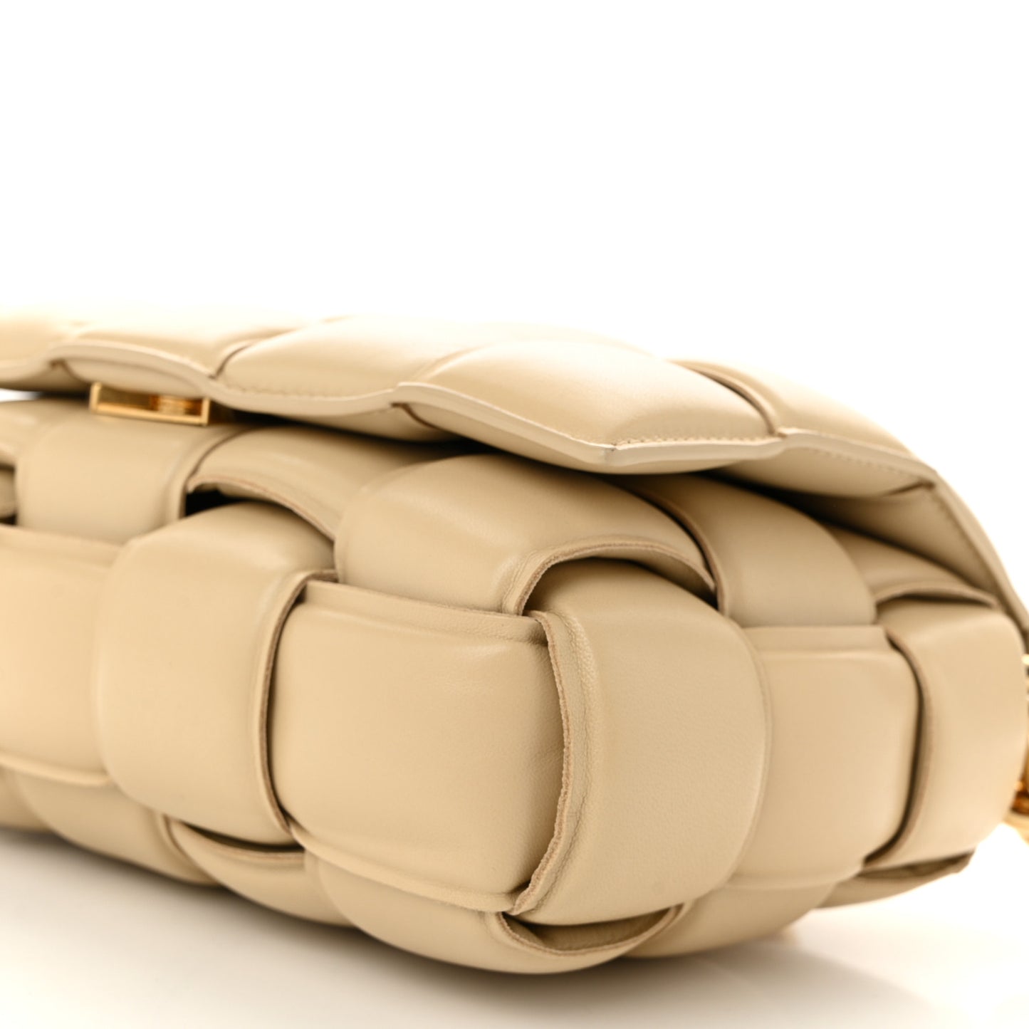 Lambskin Maxi Intreccio Padded Chain Cassette Crossbody Bag Porridge