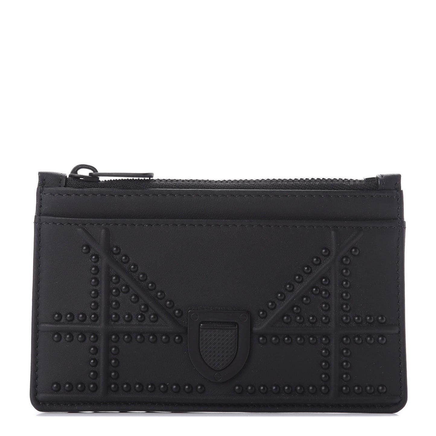 Ultra Matte Calfskin Studded Diorama Card Holder Black