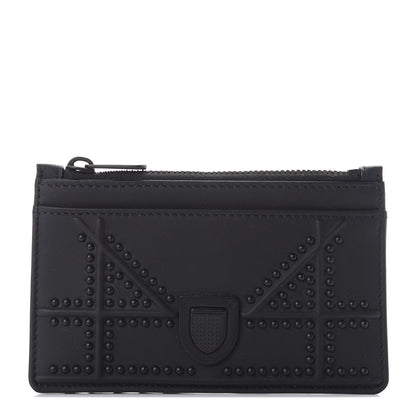 Christian Dior Ultra Matte Calfskin Studded Diorama Card Holder Black 1 of 6