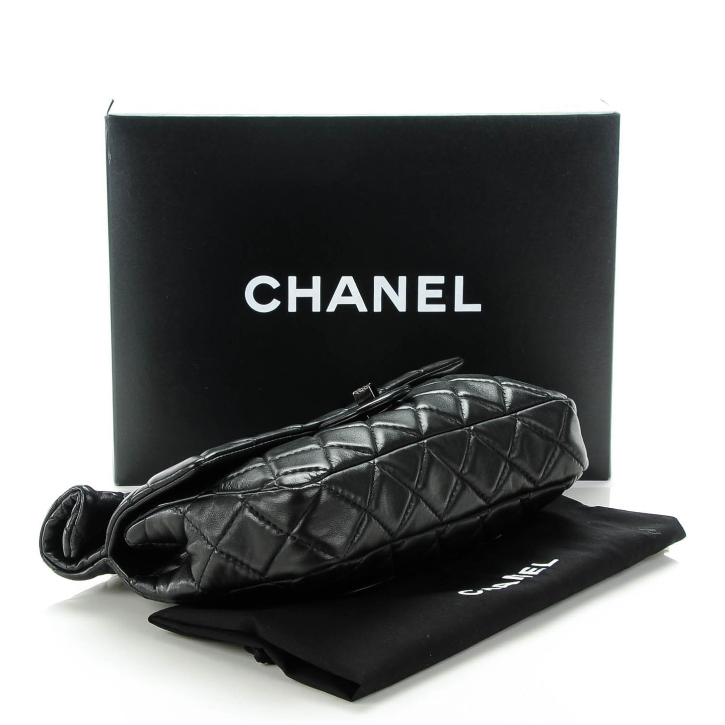 Lambskin Quilted Medium Roll Reissue Clutch Black