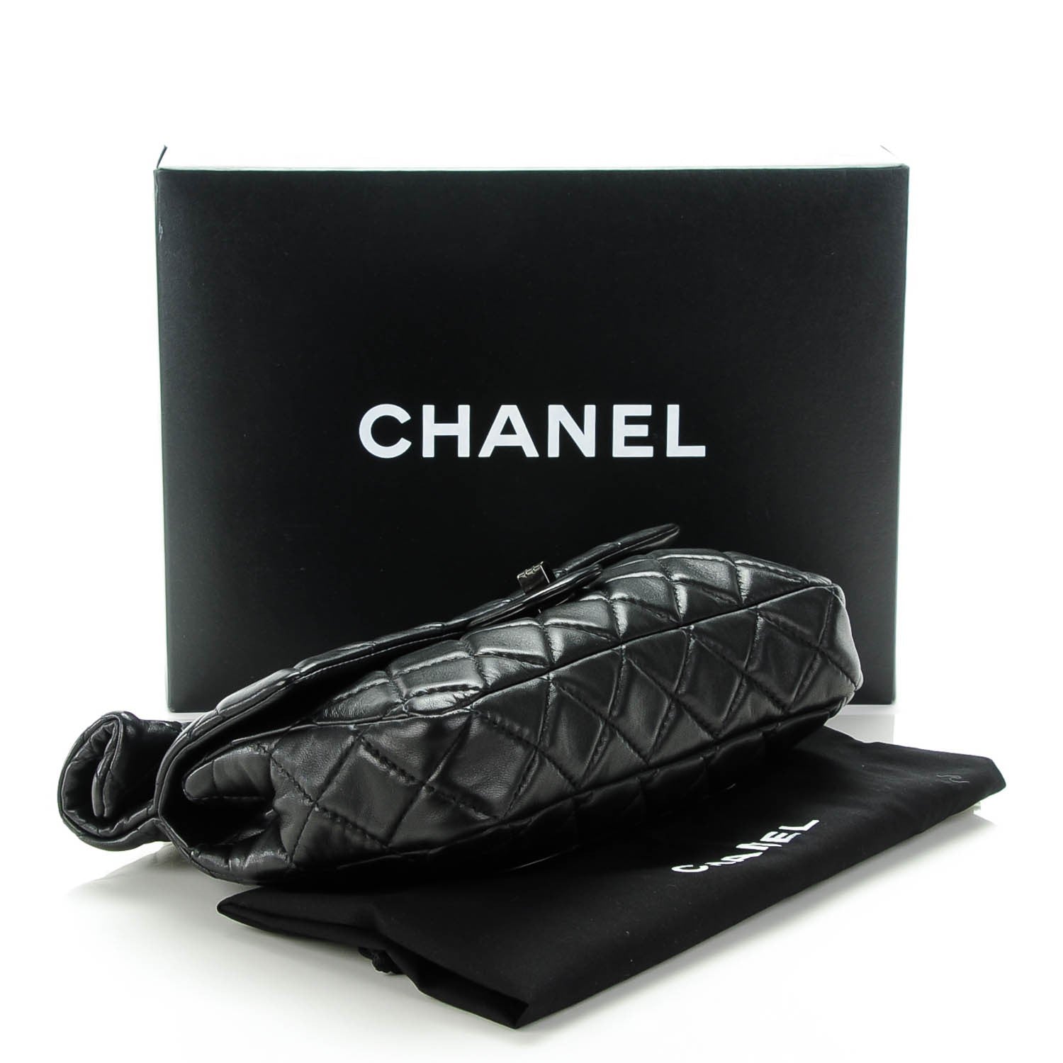 Chanel Lambskin Quilted Medium Roll Reissue Clutch Black 4 of 7