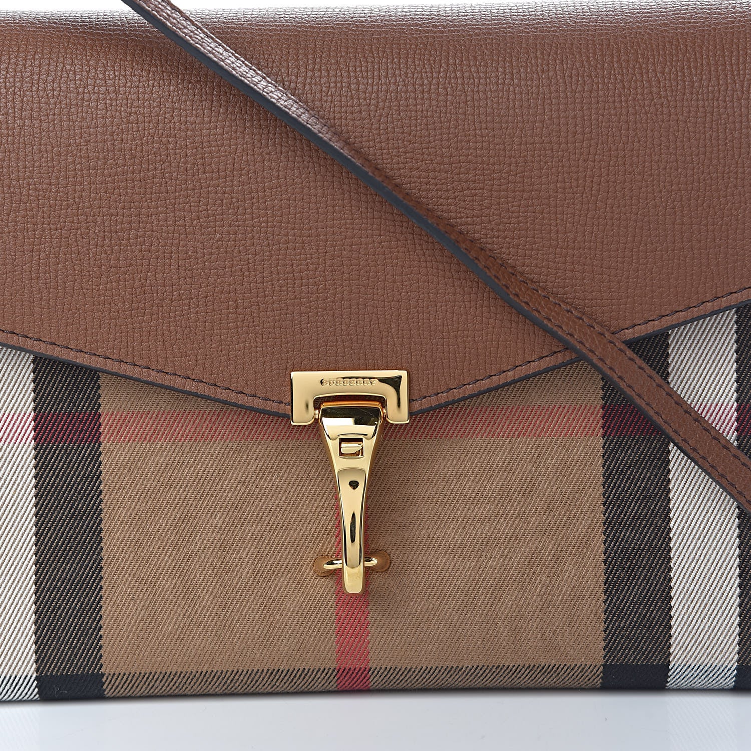 Burberry Derby Calfskin House Check Small Macken Crossbody Bag Tan 9 of 11