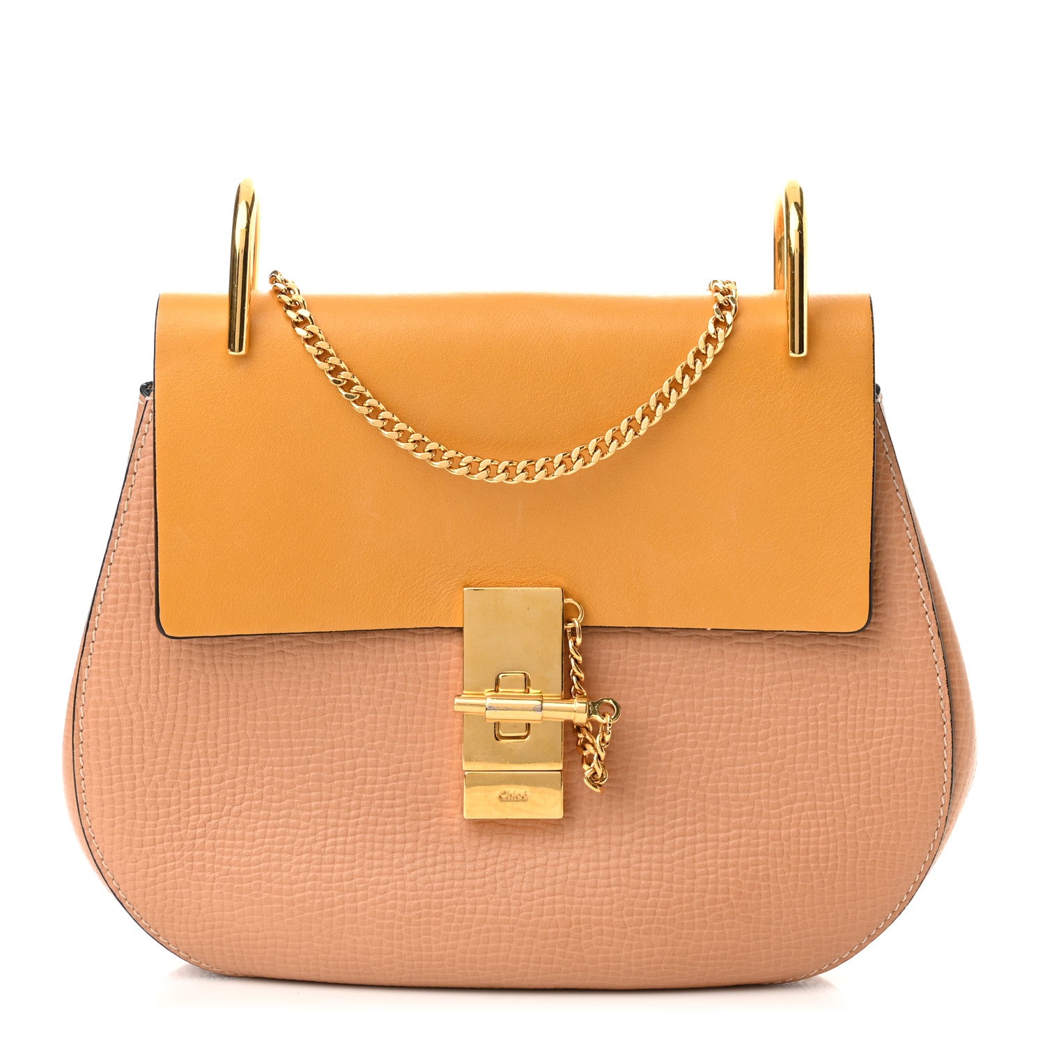Chloe Grained Calfskin Lambskin Bi-Color Drew Shoulder Bag Wet Sand Sunflower 1 of 8