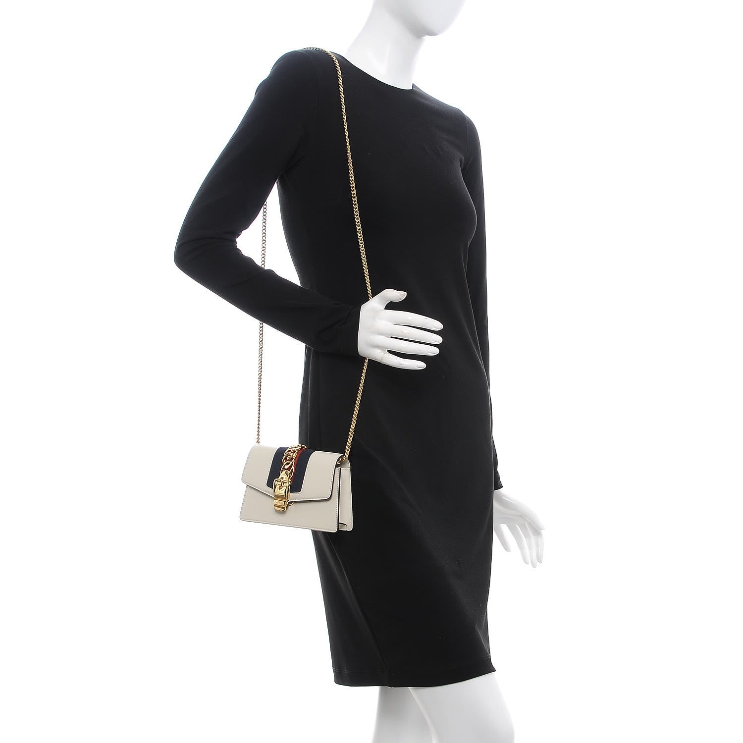 Gucci Calfskin Super Mini Sylvie Chain Shoulder Bag White 2 of 8