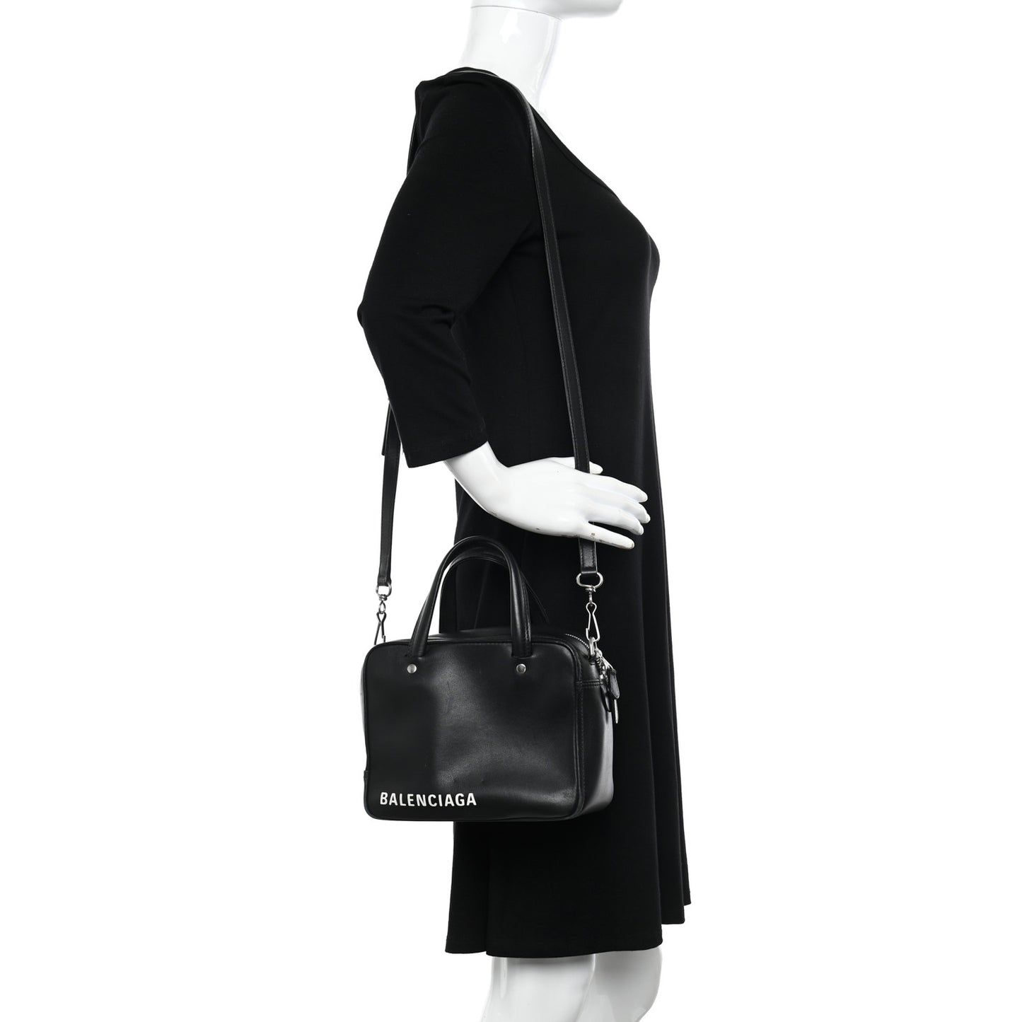 Shiny Day Calfskin XS Triangle Square Bag Black
