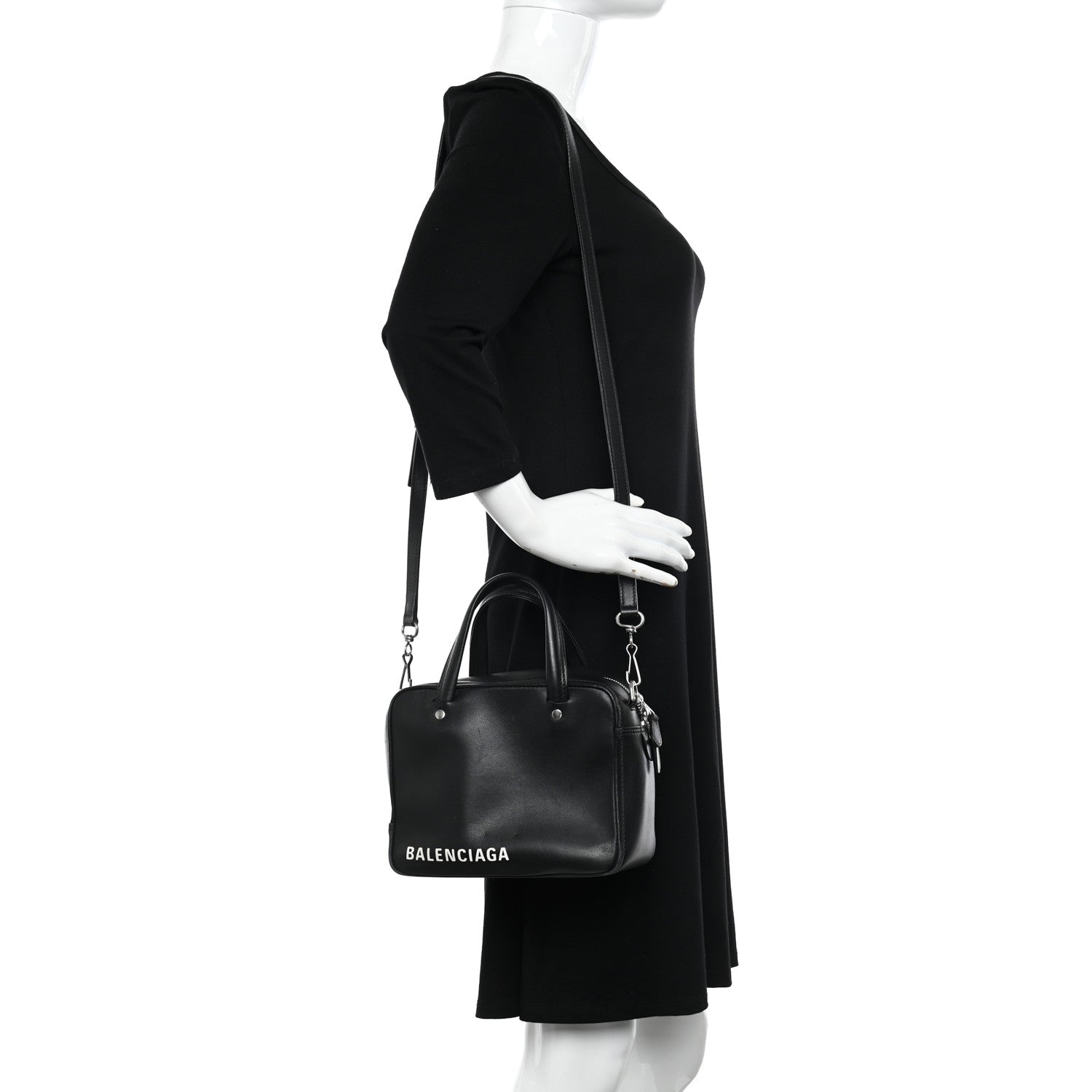 Balenciaga Shiny Day Calfskin XS Triangle Square Bag Black 2 of 12