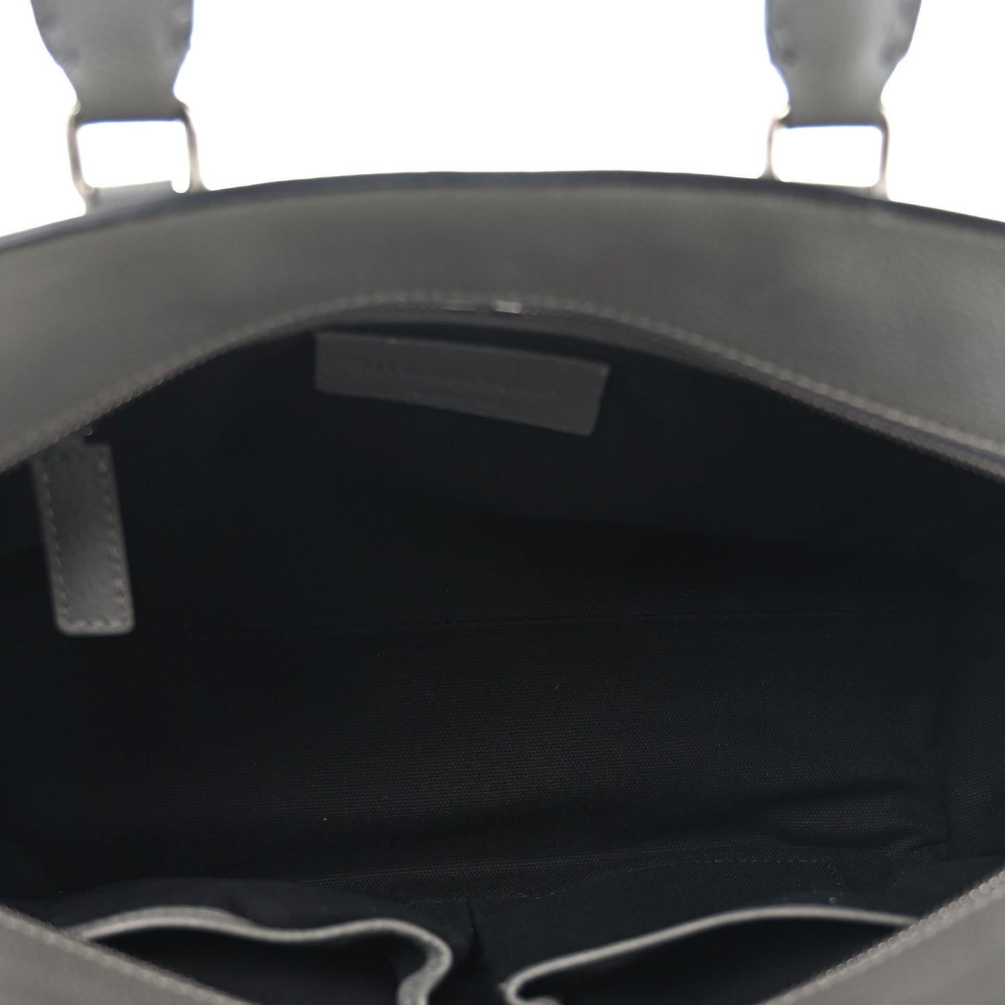 Pebbled Calfskin Small Skull Padlock Zip Around Tote Dark Grey