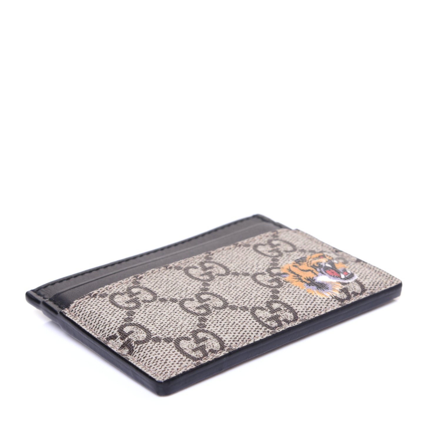 GG Supreme Monogram Tiger Print Card Holder Black