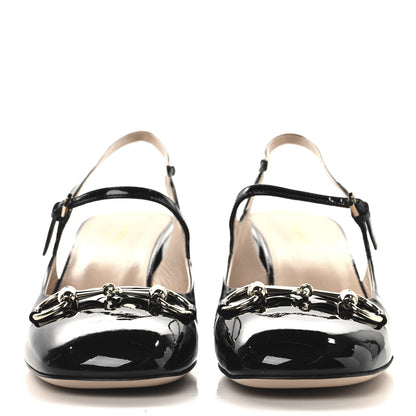 Gucci Patent Womens Horsebit Slingback Pumps 40 Black 3 of 10