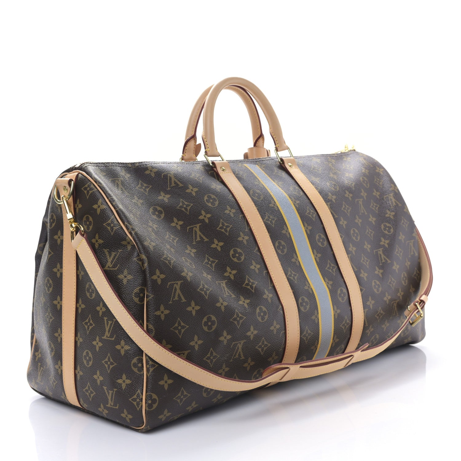 Louis Vuitton Monogram My LV Heritage Keepall Bandouliere 55 Bleu Clair Jaune 2 of 7