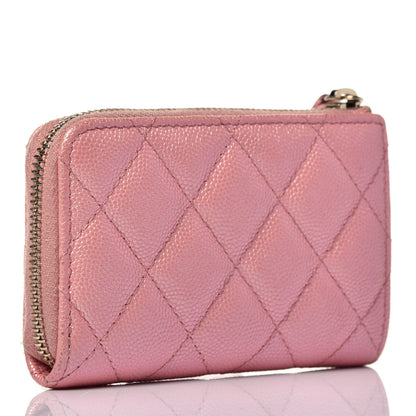 Chanel Iridescent Caviar Quilted Zipped Key Holder Case Rose Pink 3 of 7