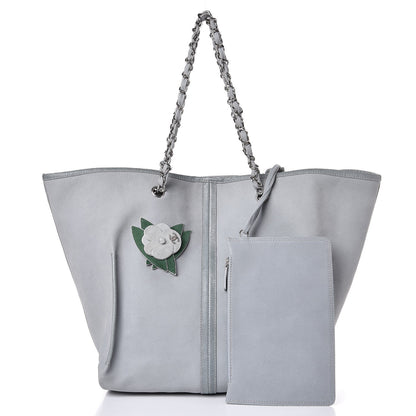Chanel Iridescent Caviar Camellia Flower Shopping Tote Grey 3 of 16