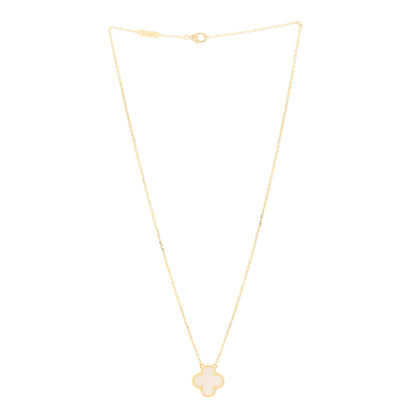 Van Cleef & Arpels 18K Yellow Gold Mother of Pearl Vintage Alhambra Pendant Necklace 3 of 6