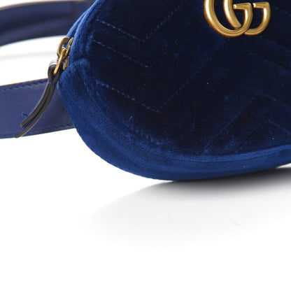 Gucci Velvet Matelasse GG Marmont Belt Bag 85 34 Cobalt Blue 10 of 12