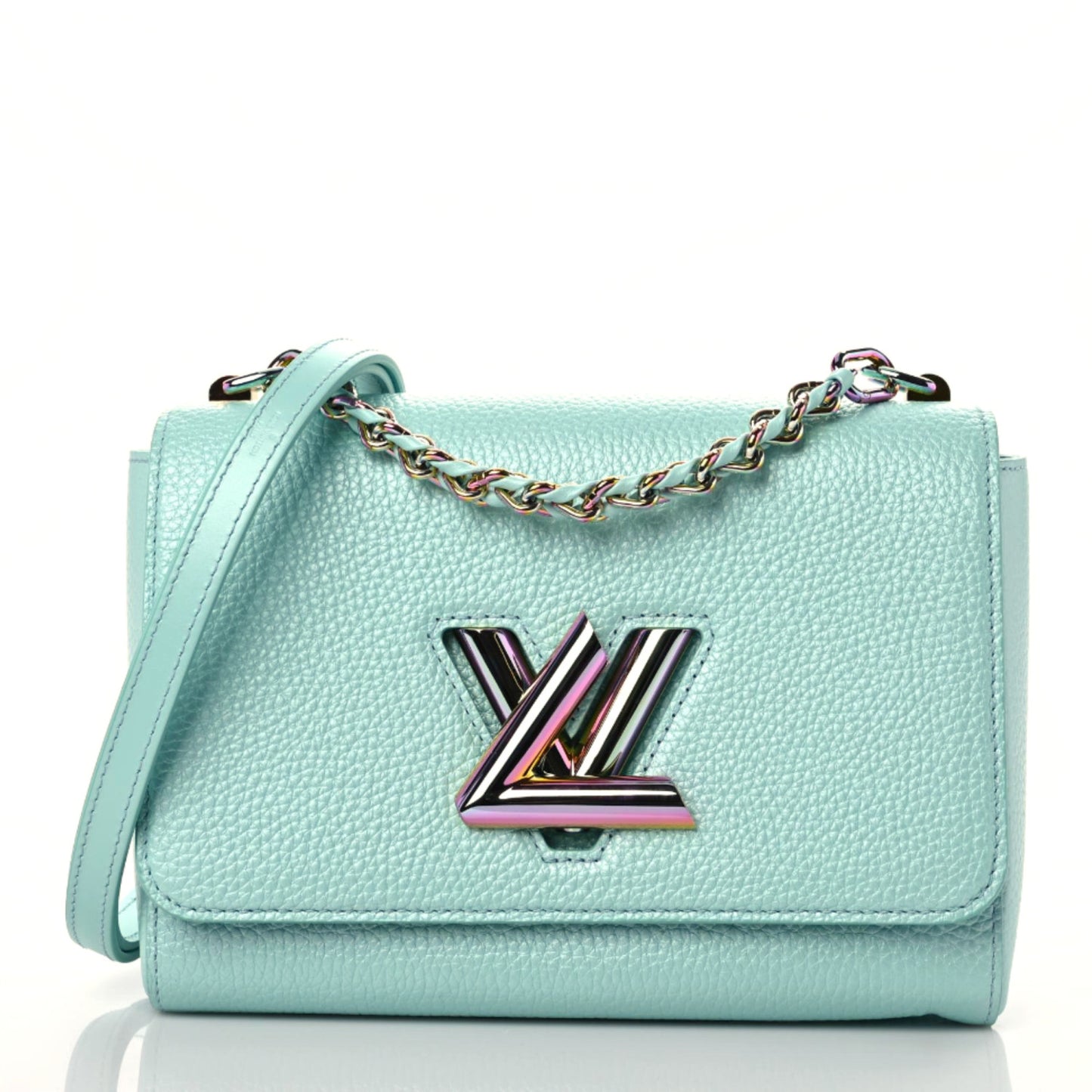 Iridescent Grained Calfskin Summer Splash Twist MM Blue