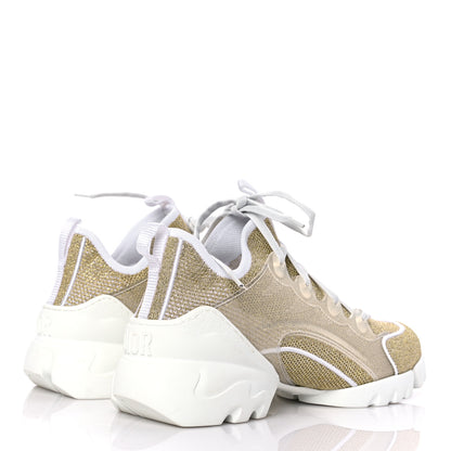 Christian Dior Laminated Knit D-Connect Sneakers 38.5 Gold 3 of 12
