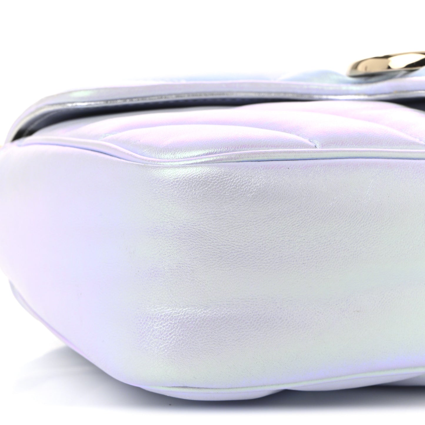 Iridescent Nappa Chevron Matelasse Small GG Marmont Shoulder Bag Iridescent Snow Light Blue