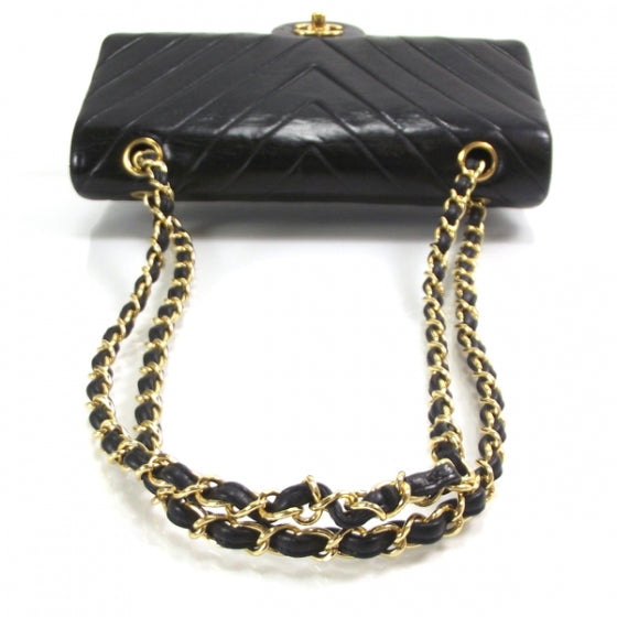 Chanel Vintage Lambskin Chevron Double Flap Black 6 of 13