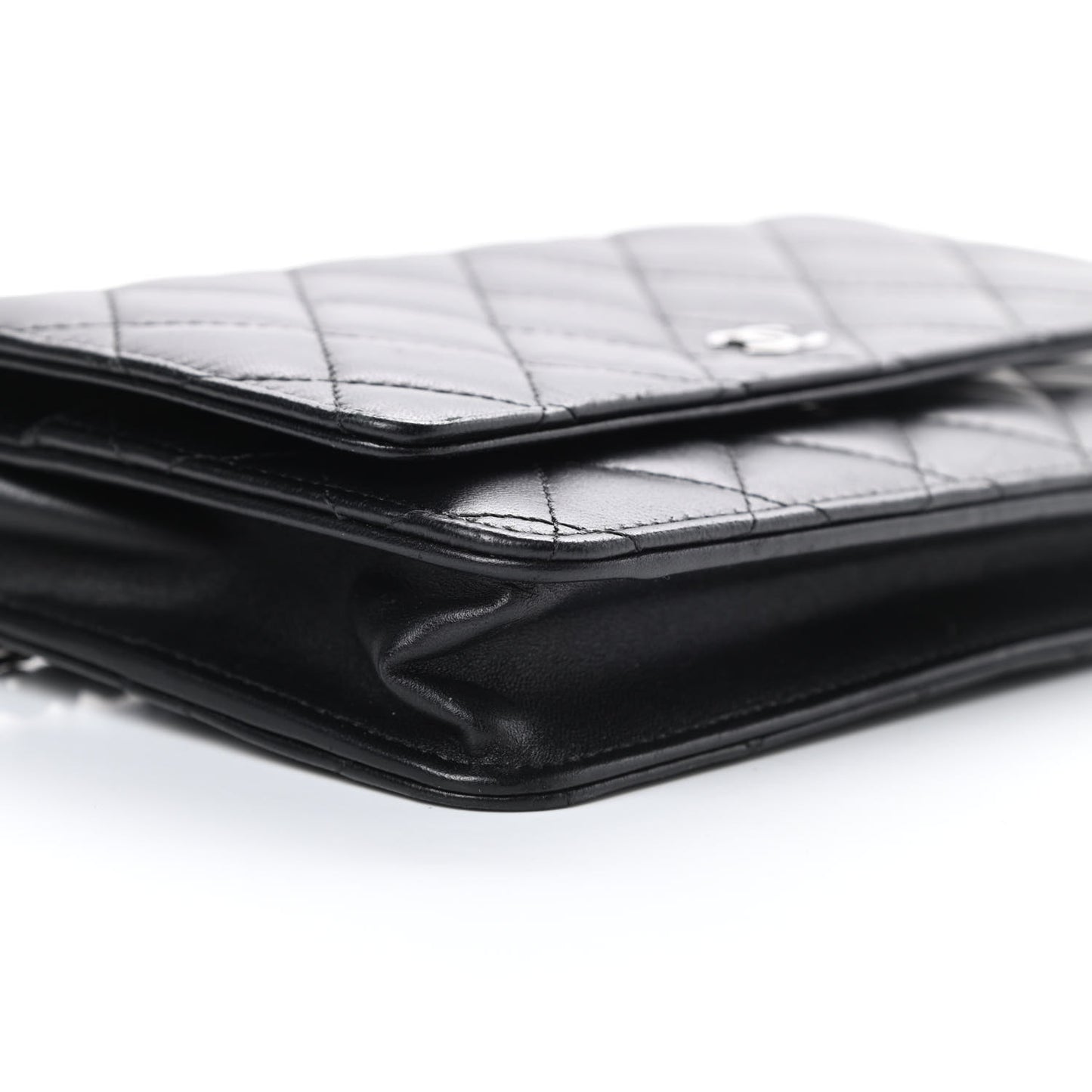 Lambskin Quilted Wallet On Chain WOC Black