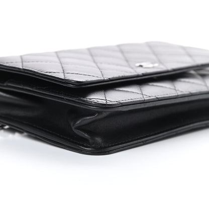 Chanel Lambskin Quilted Wallet On Chain WOC Black 10 of 16