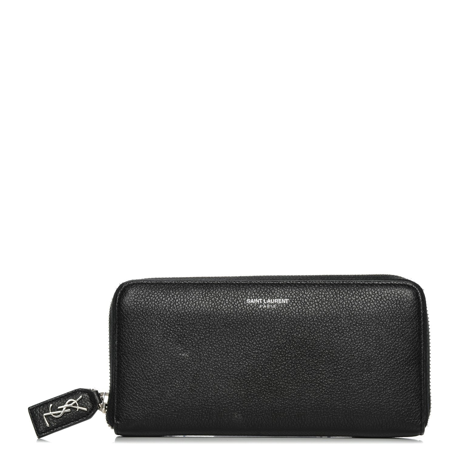 Saint Laurent Grained Calfskin Rive Gauche Zip Around Wallet Black 1 of 6
