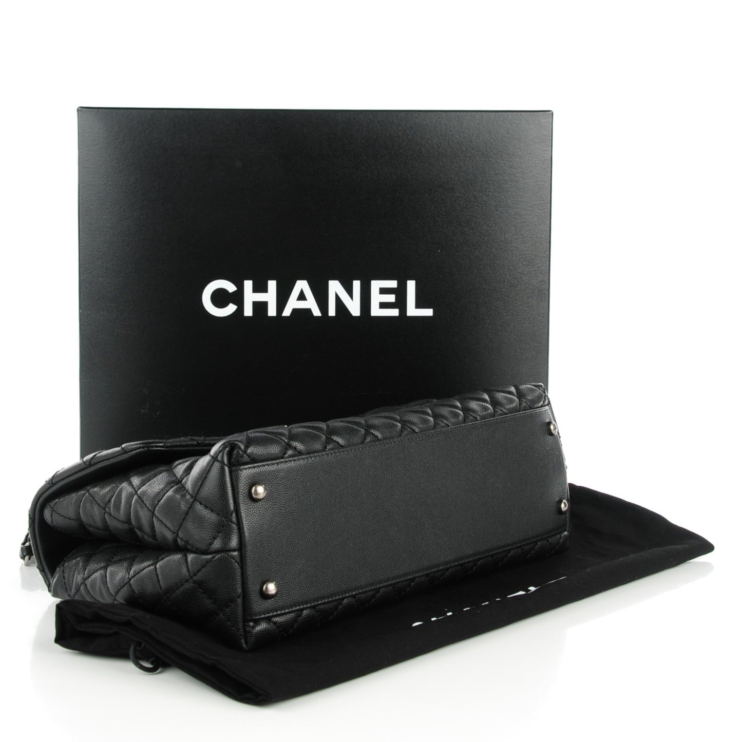 Caviar Quilted Medium Coco Handle Flap Black