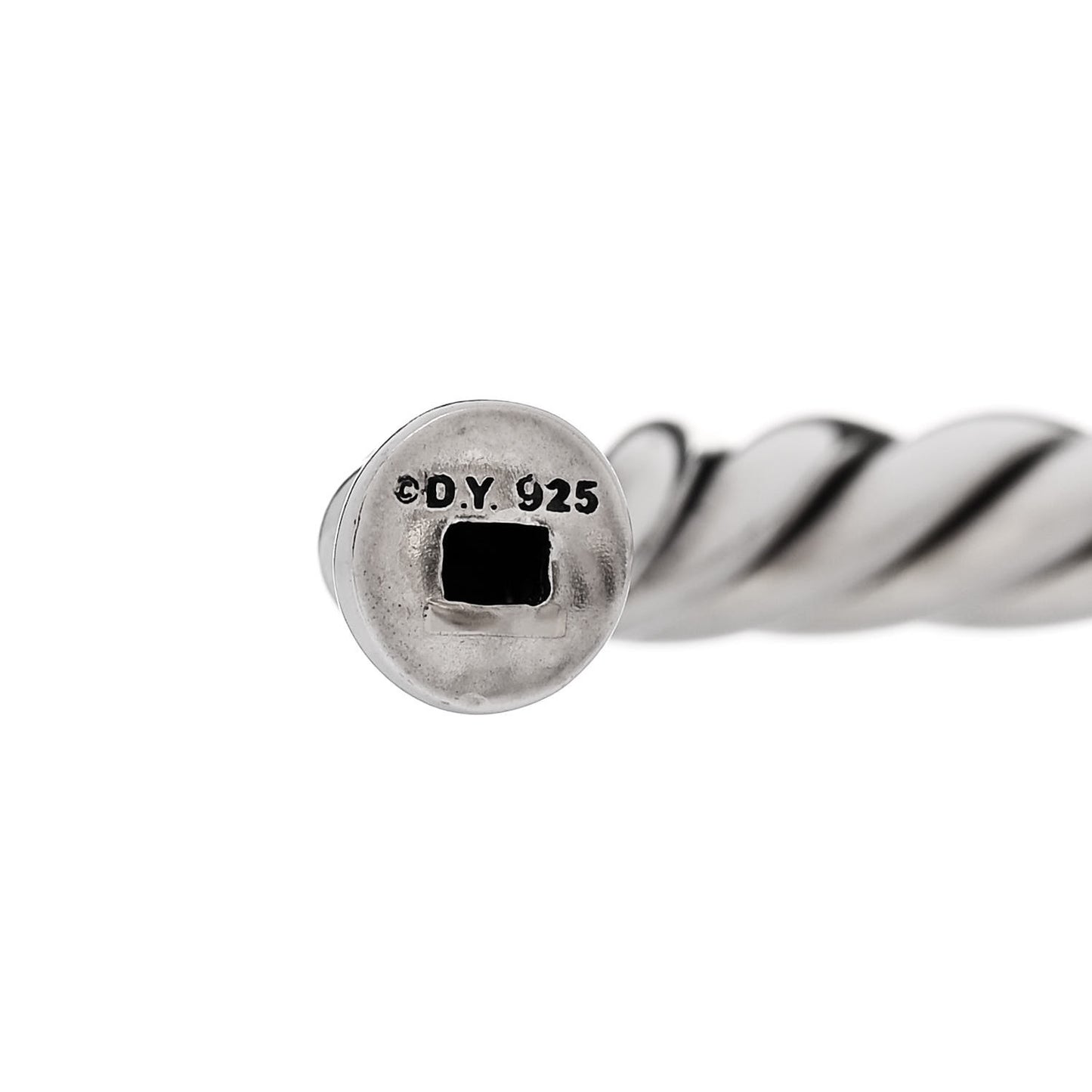 Sterling Silver Diamond 6mm Metro Cable Station Bangle Bracelet