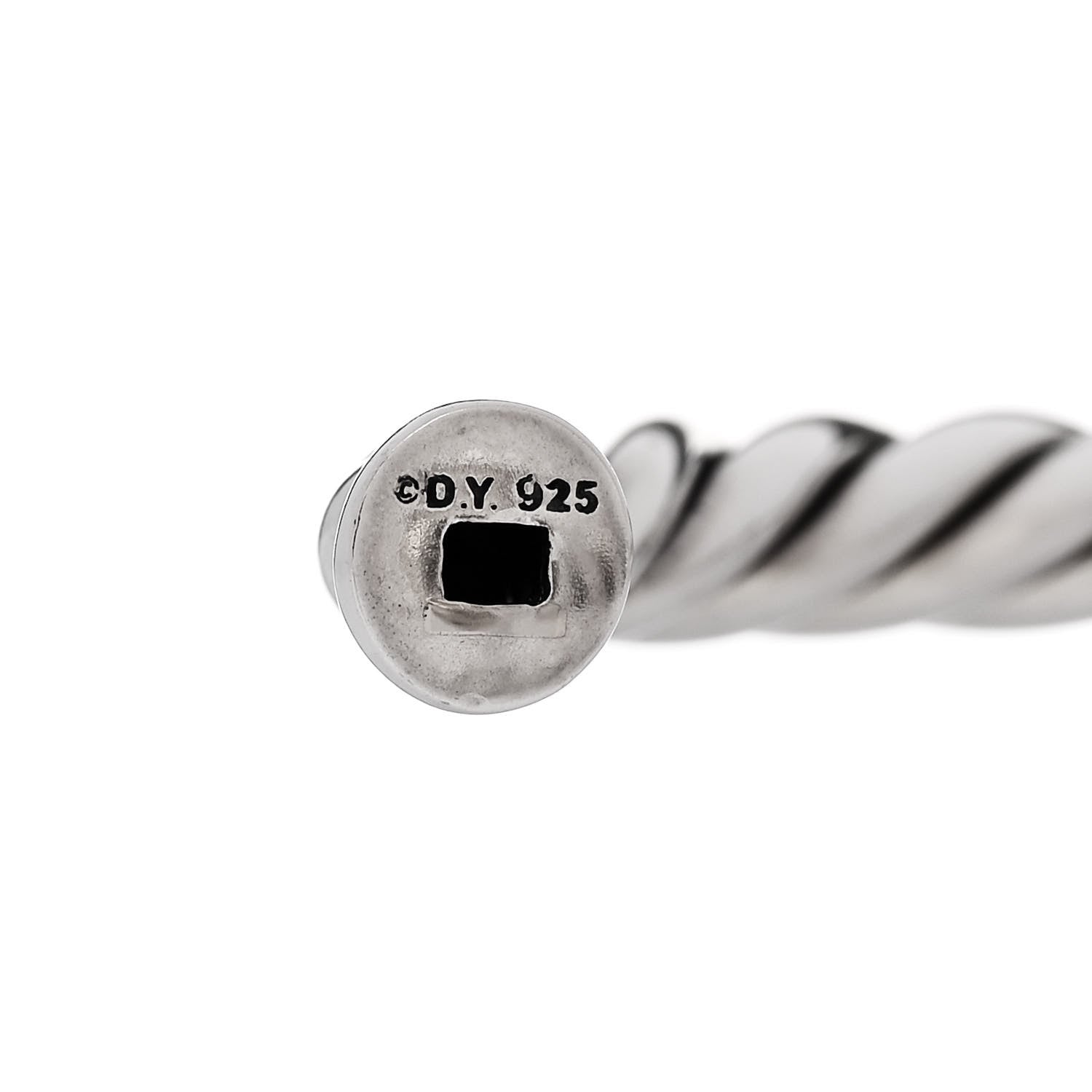 David Yurman Sterling Silver Diamond 6mm Metro Cable Station Bangle Bracelet 3 of 3