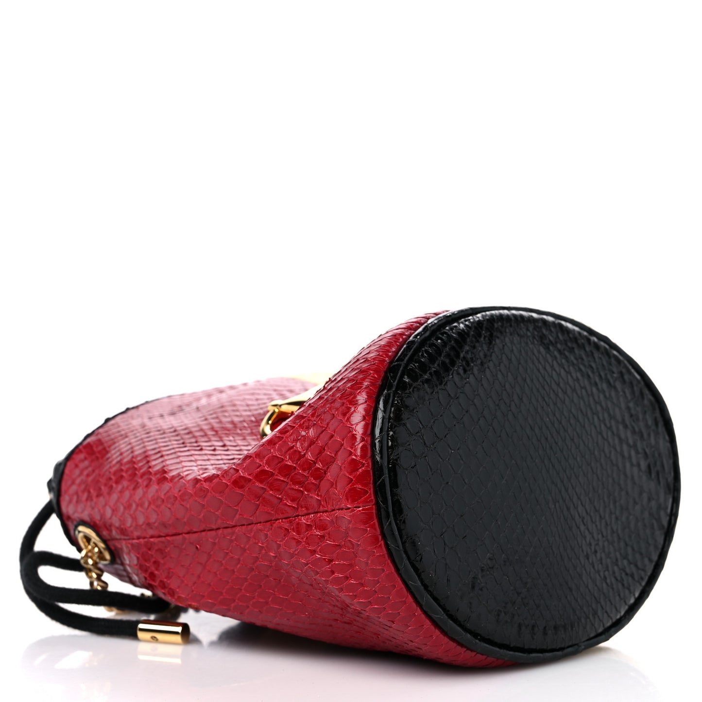 Snakeskin Mini Zumi Bucket Bag Hibiscus Red Butter Black