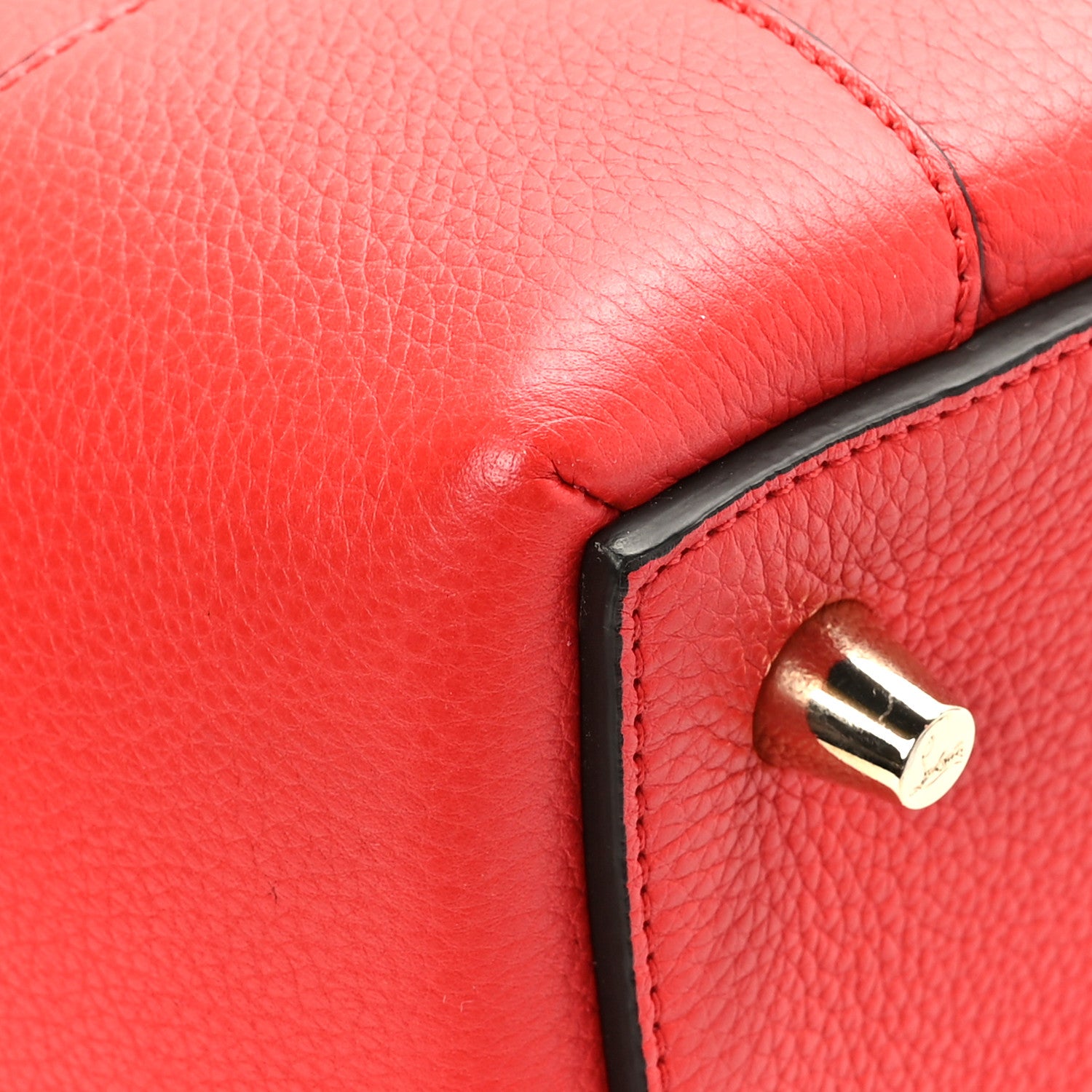 Christian Louboutin Suede Grained Calfskin Studded Small Eloise Tote Red 9 of 10