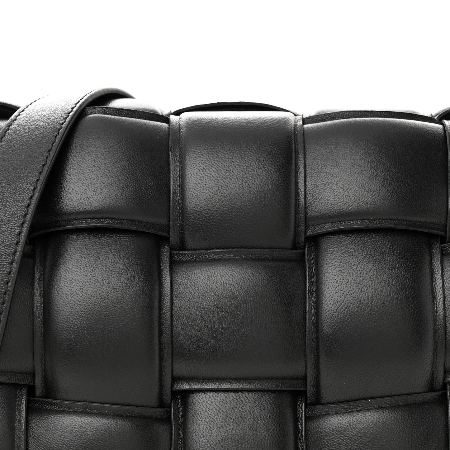 Nappa Maxi Intreccio Padded Cassette Crossbody Bag Black
