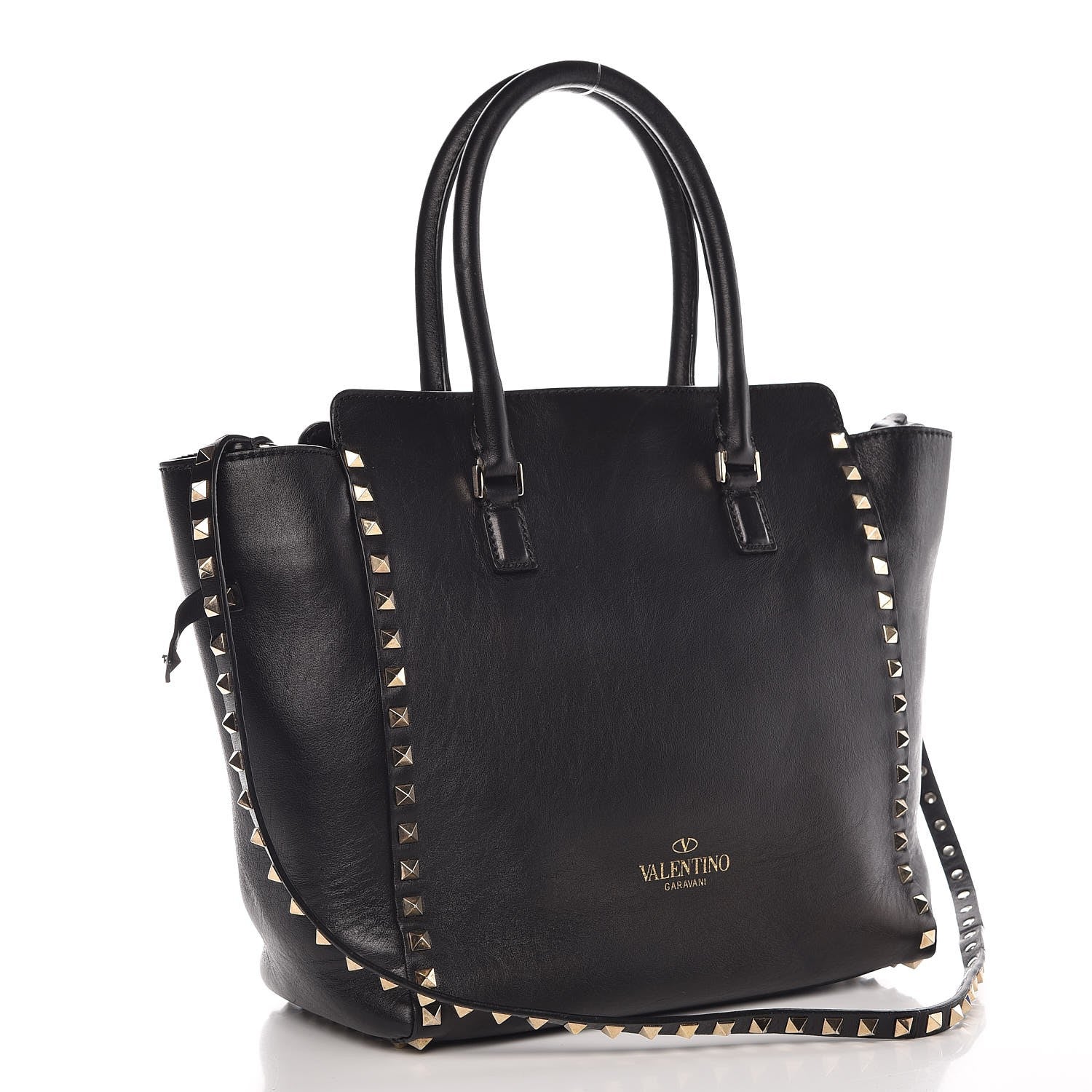 Valentino Garavani Vitello Rockstud Double Handle Tote Black 4 of 12