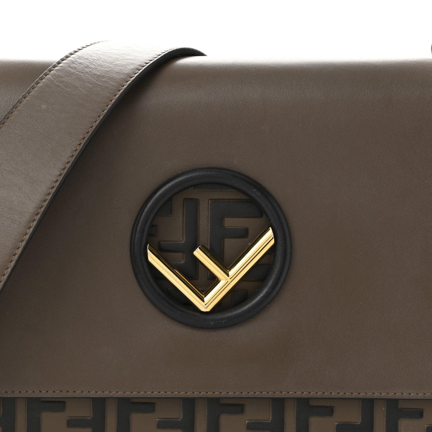 Vitello Century F is Fendi Bi-Color FF 1974 Embossed Kan I Shoulder Bag Maya Black