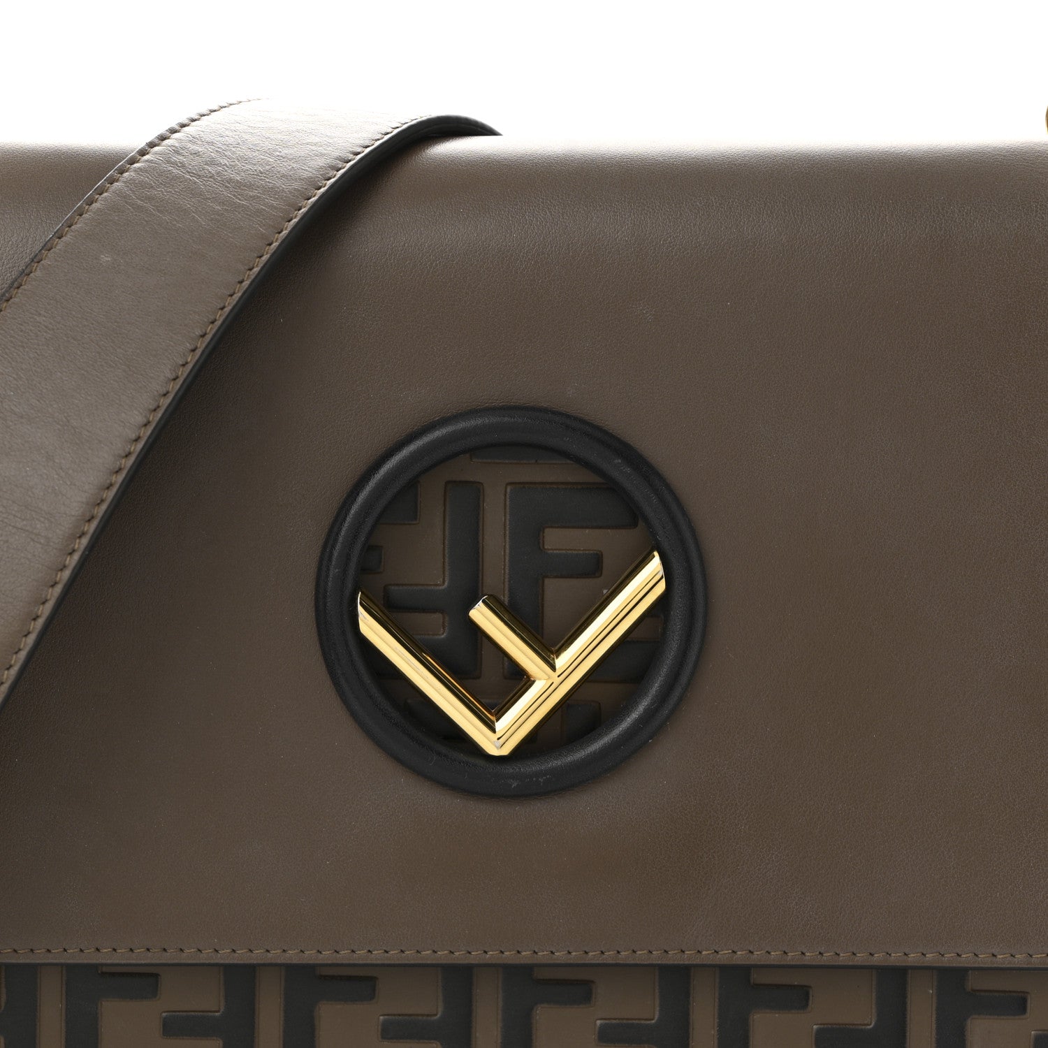Fendi Vitello Century F is Fendi Bi-Color FF 1974 Embossed Kan I Shoulder Bag Maya Black 8 of 11
