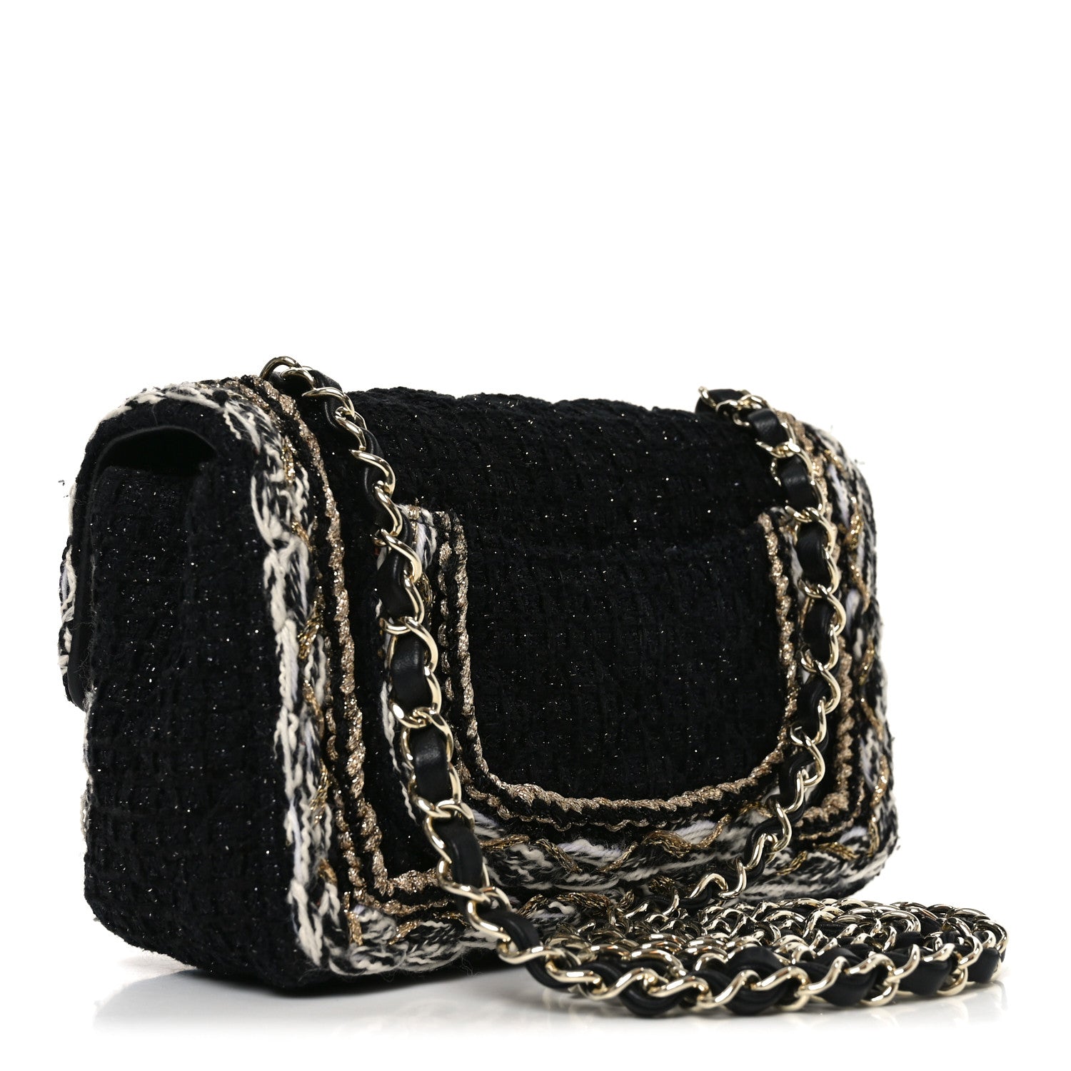 Chanel Tweed Braided Mini Rectangular Flap Black 1875886