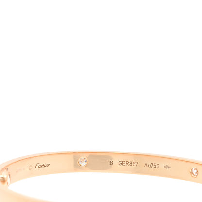 Cartier 18K Pink Gold 4 Diamond LOVE Bracelet 18 4 of 8