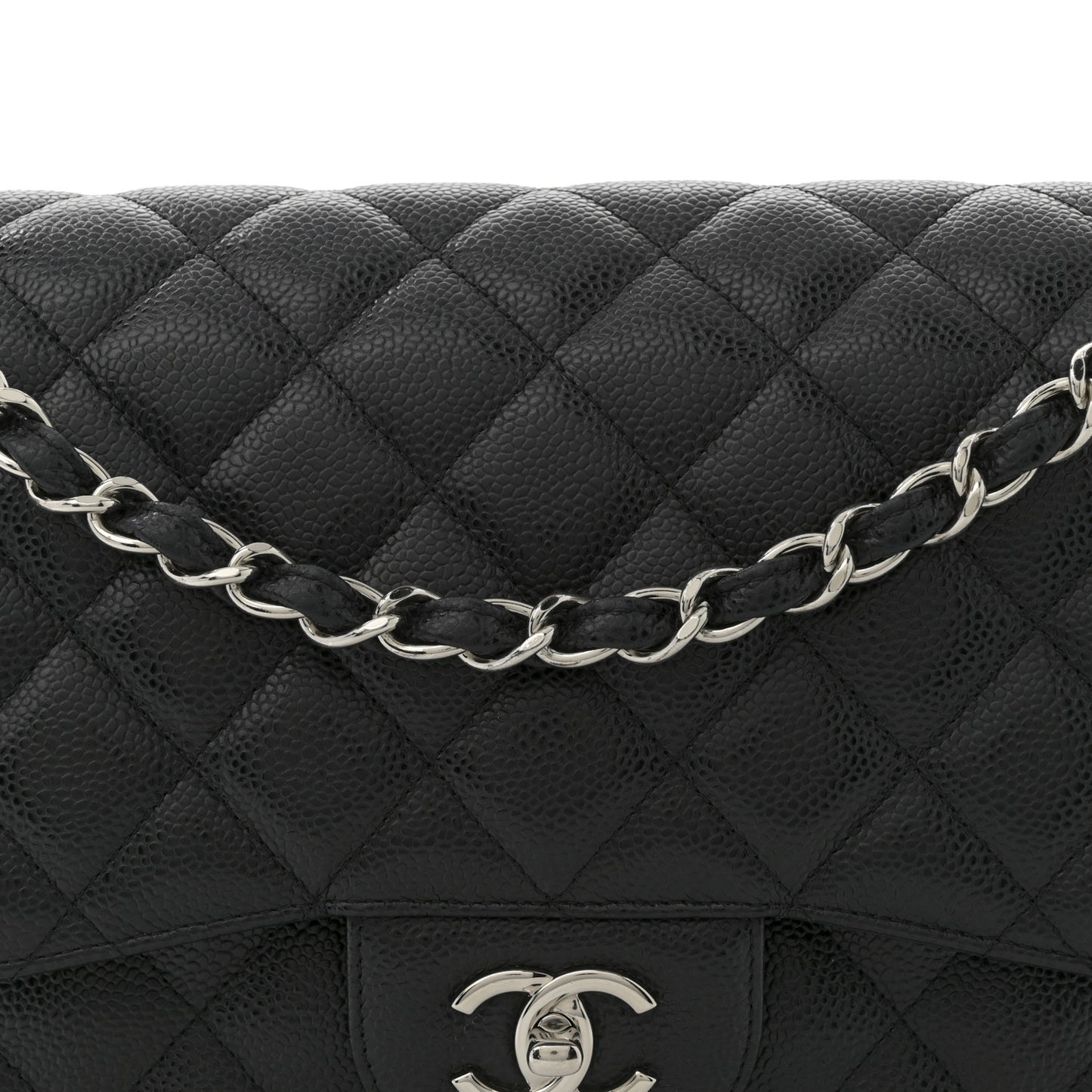 Caviar Quilted Jumbo Double Flap Black