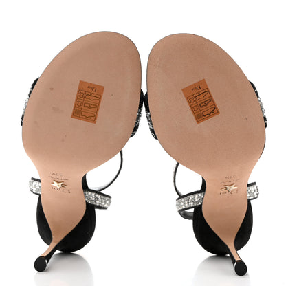 Christian Dior Cotton Strass Embroidered Dway Heeled Sandals 39.5 Black Silver 5 of 9