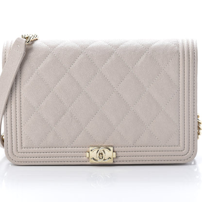 Chanel Caviar Quilted Boy Wallet On Chain WOC Beige 9 of 12